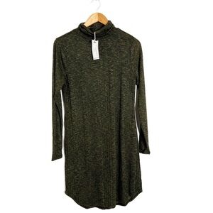 New with Tag No Comment Women’s  Elegant Olive Green Turtleneck Sweater Dress